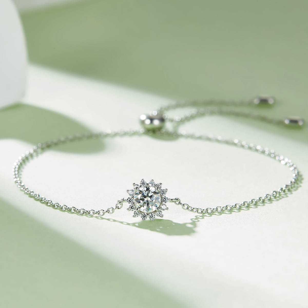 Sunflower S925 Silver Plated Platinum Moissanite Diamond Pendant Earnail Set